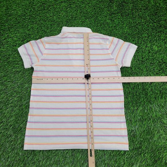 Vintage Par-Four MOD Striped Polo Shirt Womens S/M 18x23 Crop White - Picture 3 of 11